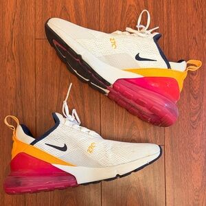 Nike Air Max 270 White with Pink and Yellow Accents